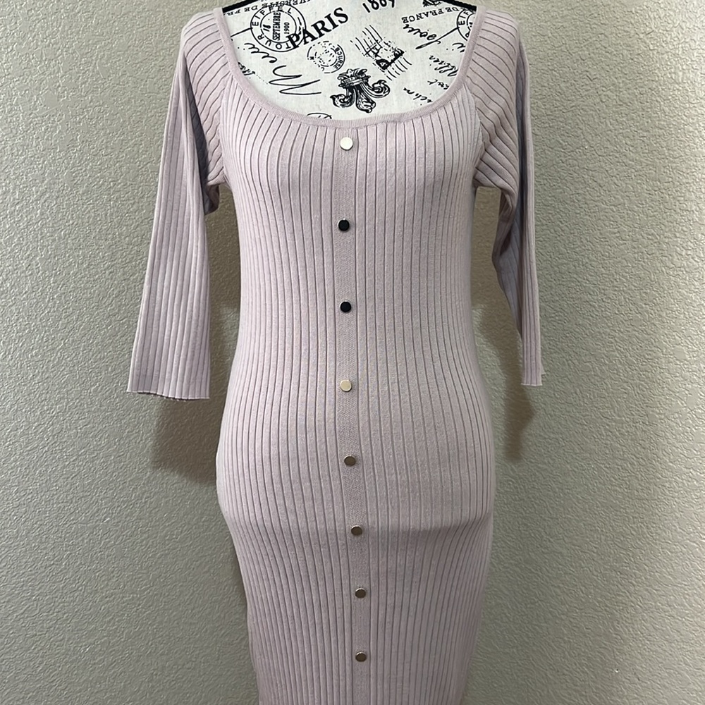 On/Off The Shoulder Ribbed Hourglass 3/4 Sleeve Midi Dress